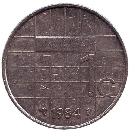 Монета 1 гульден. 1984 год, Нидерланды.