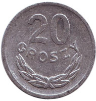Монета 20 грошей. 1969 год, Польша. Монета 20 грошей. 1969 год, Польша.
