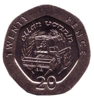 Монета 20 пенсов. 1995 год, Остров Мэн. Комбайн. Монета 20 пенсов. 1995 год, Остров Мэн. Комбайн.