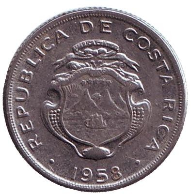 Монета 10 сантимов. 1958 год, Коста-Рика.
