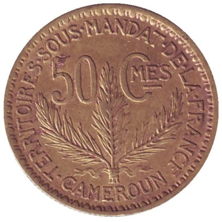 Монета 50 сантимов. 1926 год, Камерун