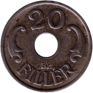 Монета 20 филлеров. 1941 год, Венгрия. Монета 20 филлеров. 1941 год, Венгрия.