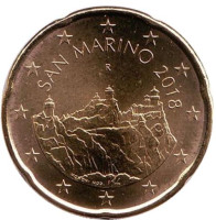 Монета 20 центов. 2018 год, Сан-Марино.