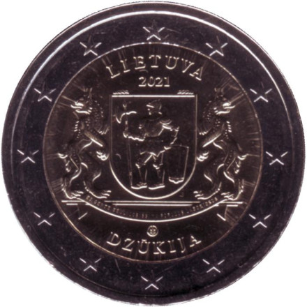 Монета 2 евро. 2021 год, Литва. Дзукия. "Литовские этнографические регионы".