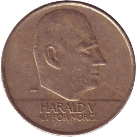 Монета 10 крон. 2000 год, Норвегия. Король Харальд V.