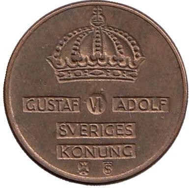 Монета 1 эре. 1956 год, Швеция. Монета 1 эре. 1956 год, Швеция.