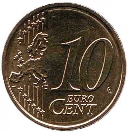 Монета 10 центов, 2014 год, Латвия. Монета 10 центов, 2014 год, Латвия.