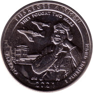 Монета 25 центов (S). 2021 год, США. Пилоты из Таскиги. Парк № 56. Монета 25 центов (S). 2021 год, США. Пилоты из Таскиги. Парк № 56.