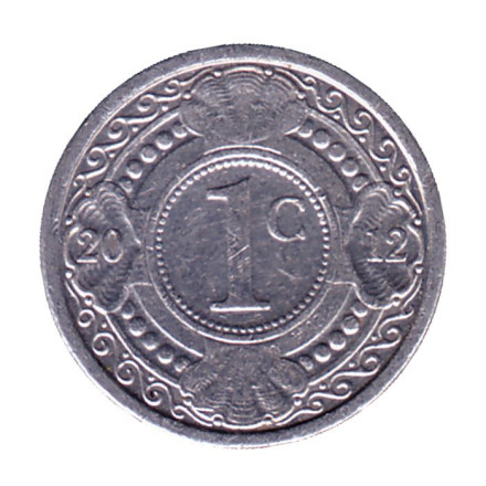 Монета 1 цент. 2012 год, Нидерландские Антильские острова. Цветок апельсинового дерева.