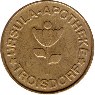 Жетон для аптечного автомата. Аптека URSULA. Тройсдорф. Германия.