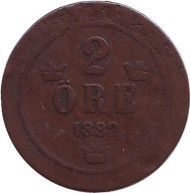 Монета 2 эре. 1882 год, Швеция. Монета 2 эре. 1882 год, Швеция.