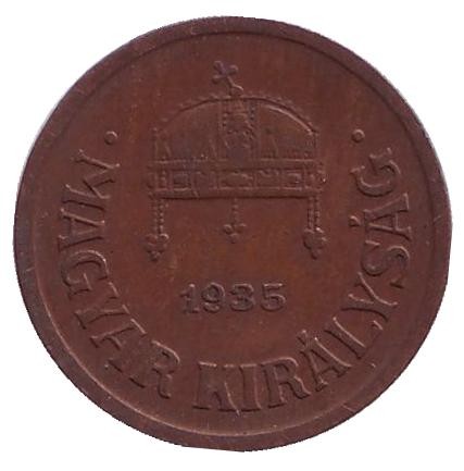 Монета 2 филлера. 1935 год, Венгрия. Монета 2 филлера. 1935 год, Венгрия.
