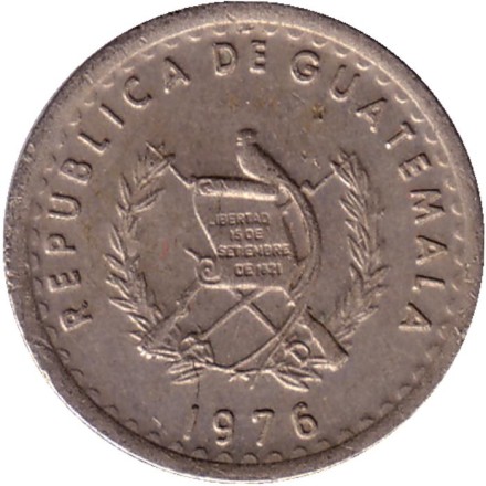 Монета 5 сентаво. 1976 год, Гватемала. Хлопковое дерево. Монета 5 сентаво. 1976 год, Гватемала. Хлопковое дерево.