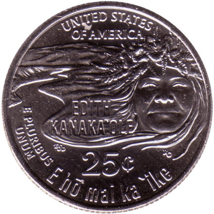 Монета 25 центов. 2023 год (D), США. Эдит Канакаоле. Серия "Американские женщины".