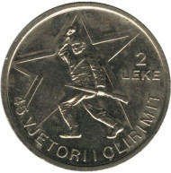 Монета 2 лека. 1989 год, Албания. 45 лет освобождения от фашистских захватчиков. Монета 2 лека. 1989 год, Албания. 45 лет освобождения от фашистских захватчиков.