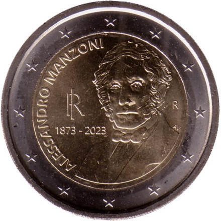 Монета 2 евро. 2023 год, Италия. 150 лет со дня смерти Алессандро Мандзони.