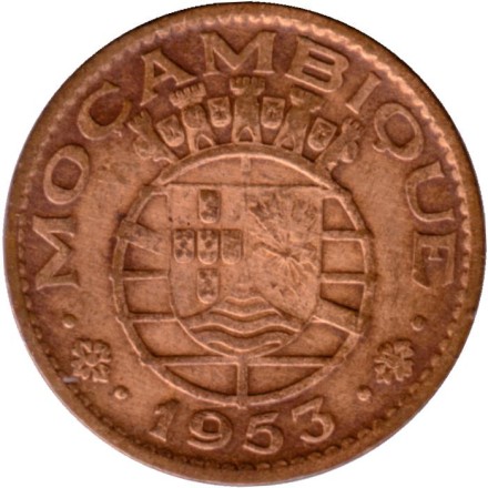 Монета 1 эскудо. 1953 год, Мозамбик в составе Португалии.