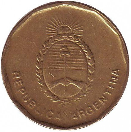 Монета 10 сентаво. 1986 год, Аргентина. Монета 10 сентаво. 1986 год, Аргентина.