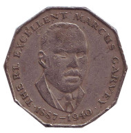 Монета 50 центов. 1975 год, Ямайка. Маркус Гарви - национальный герой.