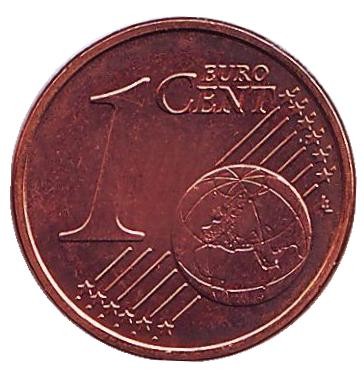 Монета 1 цент. 2004 год, Италия.