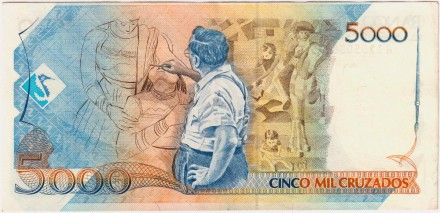 Банкнота 5000 крузадо. 1988 год, Бразилия.