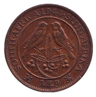 Монета 1/4 пенни (фартинг). 1944 год, ЮАР. Птицы.