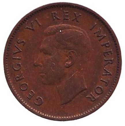 Монета 1/4 пенни (фартинг). 1944 год, ЮАР. Птицы.