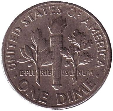 Монета 10 центов. 1969 (P) год, США. Рузвельт. Монета 10 центов. 1969 (P) год, США. Рузвельт.