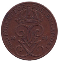 Монета 5 эре. 1929 год, Швеция. Монета 5 эре. 1929 год, Швеция.