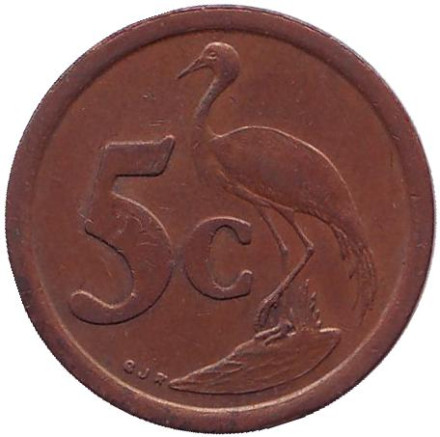 Монета 5 центов. 1995 год, Южная Африка. Африканская красавка.