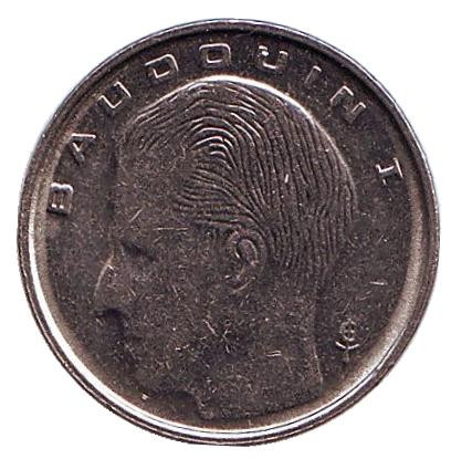 Монета 1 франк. 1990 год, Бельгия (Belgique).