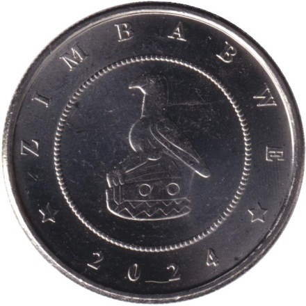 Монета 2 золотых. 2024 год, Зимбабве. Монета 2 золотых. 2024 год, Зимбабве.