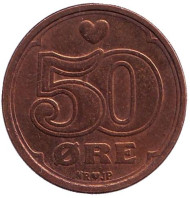 Монета 50 эре. 1989 год, Дания. Монета 50 эре. 1989 год, Дания.