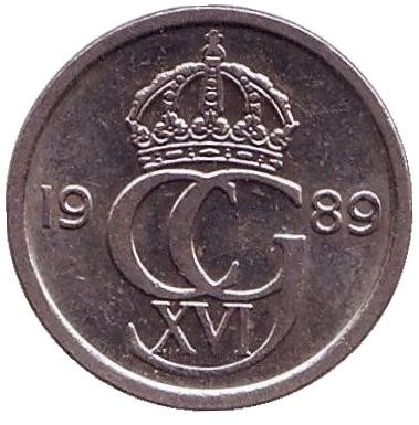 Монета 10 эре. 1989 год, Швеция.
