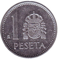 Монета 1 песета. 1989 год, Испания. (Старый тип) Монета 1 песета. 1989 год, Испания. (Старый тип)