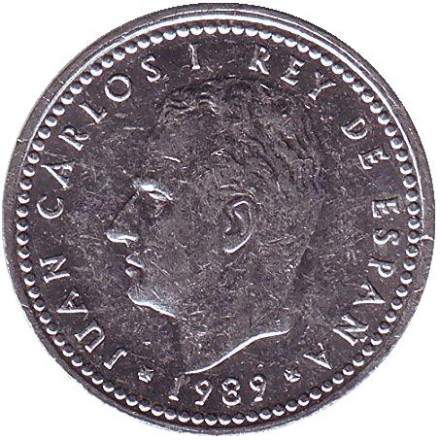 Монета 1 песета. 1989 год, Испания. (Старый тип) Монета 1 песета. 1989 год, Испания. (Старый тип)