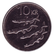 Монета 10 крон. 2008 год, Исландия. Рыбы. Монета 10 крон. 2008 год, Исландия. Рыбы.