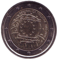 Монета 2 евро. 2015 год, Италия. 30 лет Флагу Европы. Монета 2 евро. 2015 год, Италия. 30 лет Флагу Европы.