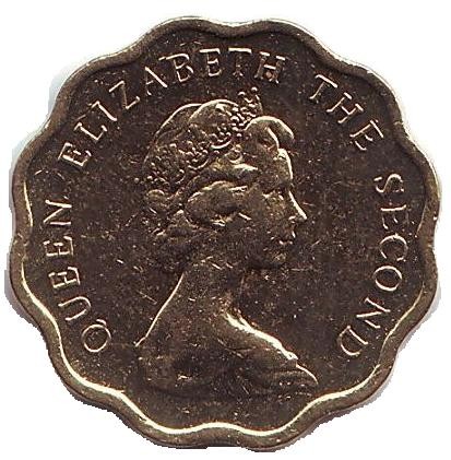 Монета 20 центов. 1977 год, Гонконг.