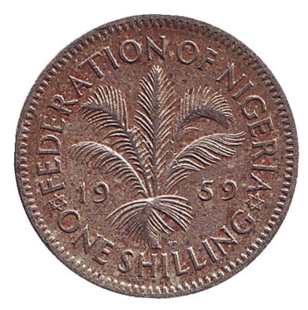 Монета 1 шиллинг. 1959 год, Британская Нигерия. Состояние - F.