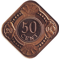 Монета 50 центов. 2004 год, Нидерландские Антильские острова. BU. Монета 50 центов. 2004 год, Нидерландские Антильские острова. BU.