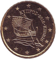 Монета 10 центов. 2010 год, Кипр. Монета 10 центов. 2010 год, Кипр.