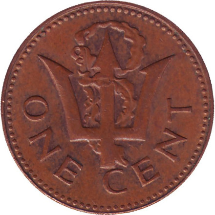 Монета 1 цент. 1976 год, Барбадос. 10 лет независимости. Монета 1 цент. 1976 год, Барбадос. 10 лет независимости.
