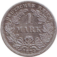 Монета 1 марка. 1874 год (G), Германская империя. Монета 1 марка. 1874 год (G), Германская империя.