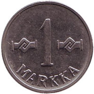 Монета 1 марка. 1960 год, Финляндия. Монета 1 марка. 1960 год, Финляндия.