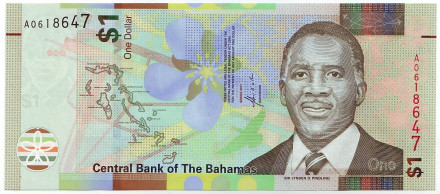 Банкнота 1 доллар. 2017 год, Багамские острова. Линден Пиндлинг.