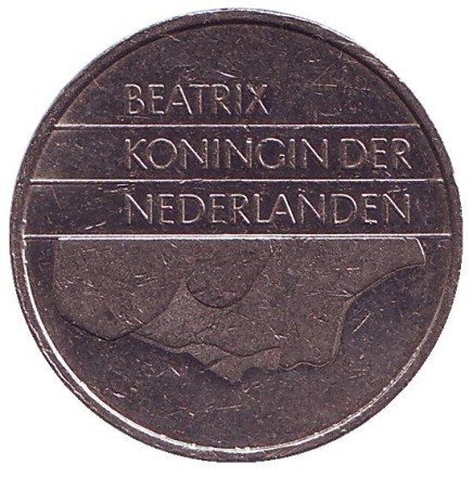 Монета 1 гульден. 1993 год, Нидерланды. Монета 1 гульден. 1993 год, Нидерланды.
