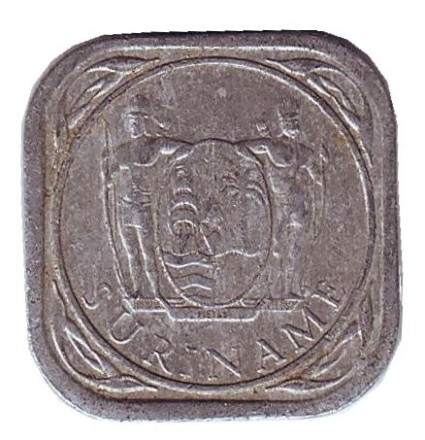 Монета 5 центов. 1976 год, Суринам.