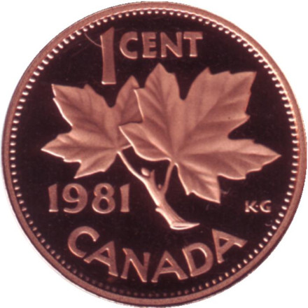 Монета 1 цент. 1981 год, Канада. (Proof).