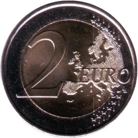 Монета 2 евро. 2021 год, Франция. 75 лет ЮНИСЕФ. Монета 2 евро. 2021 год, Франция. 75 лет ЮНИСЕФ.